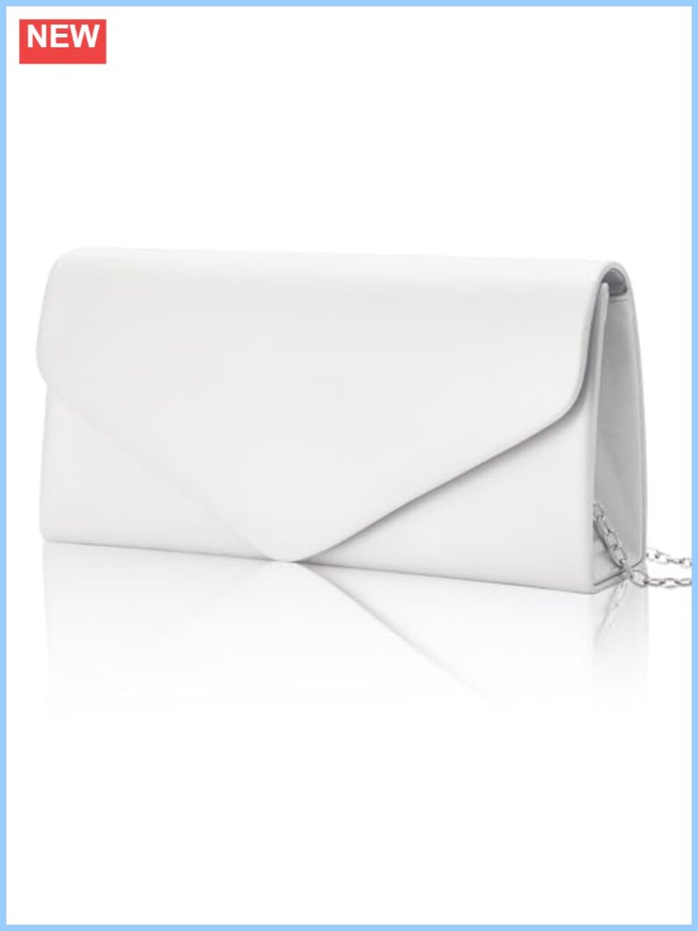 Vegan Leather Envelope Clutch Evening Bag with Detachable Chain Strap
